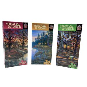 MasterPieces The Great Outdoors 500 Piece Puzzle Lot of 3 Cabin Woods Scenic